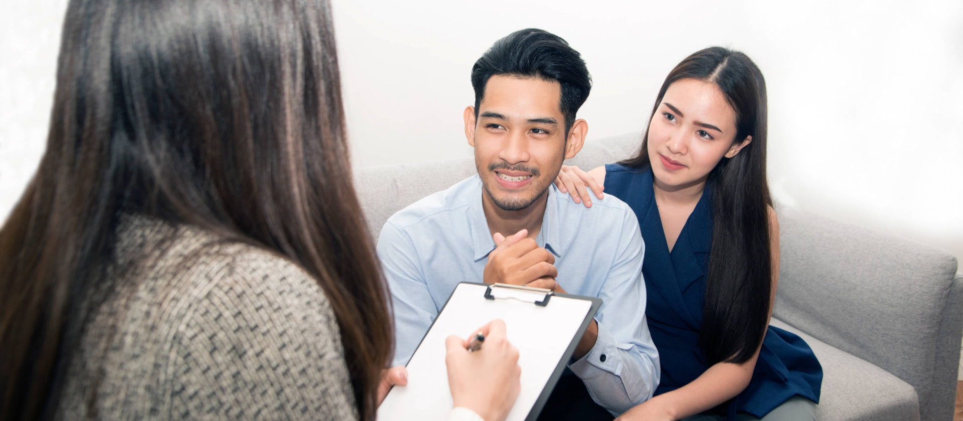 happy couple doing counseling